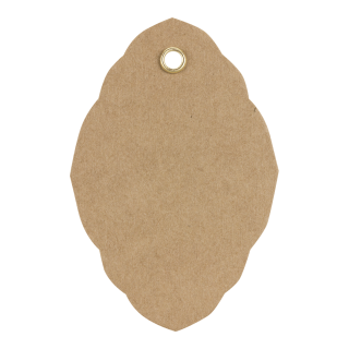 Hang tag 13, oval label 75 x 50 mm, kraft cardboard, eyelet