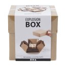 Braune Explosionsbox, Geschenkschachteln mit Miniboxen und Dekoartikeln