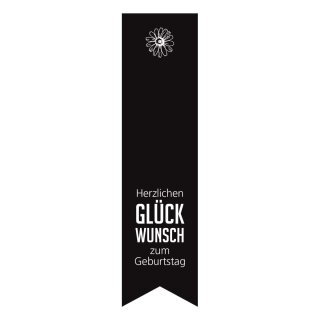 Sticker "Glückwunsch", 35 x 135 mm, black, sticker - 200 pieces in dispenser