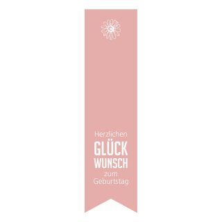 Sticker "Glückwunsch", 35 x 135 mm, Pink, labels - 200 pieces in dispenser