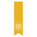 Sticker "Glückwunsch", 35 x 135 mm, yellow, Sticker - 200 pieces in dispenser