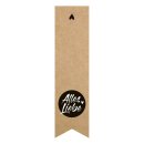 Sticker "Alles Liebe", 35 x 135 mm, brown, kraft paper look, sticker - 200 pieces in dispenser