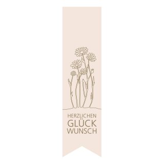 Sticker "Glückwunsch", 35 x 135 mm, light pink,labels - 200 pieces in dispenser