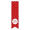 Sticker,"Alles Liebe" 35 x 135 mm, red, sticker - 200 pieces in dispenser