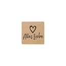 Sticker "Alles Liebe", 35 x 35 mm, braun, Papier-Aufkleber - 500 Stück im Spender