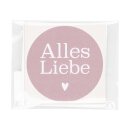 Sticker "Alles Liebe", 65 mm rund, Altrosa, Papier-Aufkleber - 200 Stück