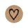 Sticker "Heart", 65 mm round, kraft paper look, brown, paper stickers - 25 pieces
