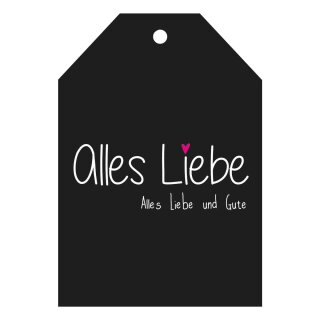 Grußkarten »Alles Liebe» mit Sisalband - 6 Karten inkl. Kuvert, 115 x 165 mm