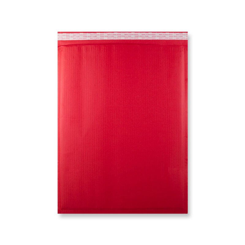 Versandtasche 470 x 350 mm, Rot, mit Wellpapp-Polster, Kraftpapier, haftklebend