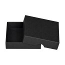 Folding box 10.4 x 10.4 x 2.5 cm, black, lid, recycled cardboard - set of 10
