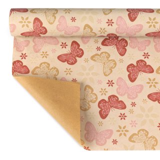 Pinkfarbenes Blumenpapier Alyssa, Kraftpapier, Rolle 0,70 x 50 m