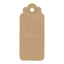 Hang tag 30, label, 70 x 30 mm, brown, kraft cardboard, eyelet