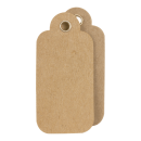 Hang tag 31, label, 60 x 30 mm, brown, kraft cardboard, eyelet