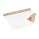Christmas paper poinsettia, gold gift wrapping paper, smooth, roll 0.7 x 10 m