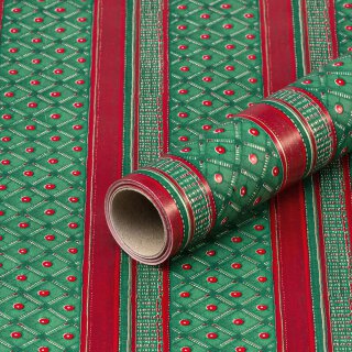 Geschenkpapier Traditionell, Grün und Rot, Weihnachtspapier, 0,70 x 10 m