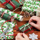Christmas paper winter berry, holly, cream gift wrapping paper, smooth, roll 0.7 x 10 m