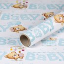 Gift wrapping paper light blue with teddies, birthday...