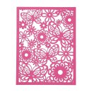Cardboard with punched lace pattern, A6, 24 sheets, red, orange, pink, rose
