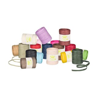 Raffia decorative ribbon, various colours 8 mm x 100 m, gift ribbon, paper ribbon