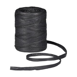Raffia decorative ribbon, black, 8 mm x 100 m, gift ribbon, paper ribbon black