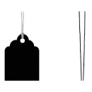 6 Gift tags black flounce, black and silver twine, hang tag