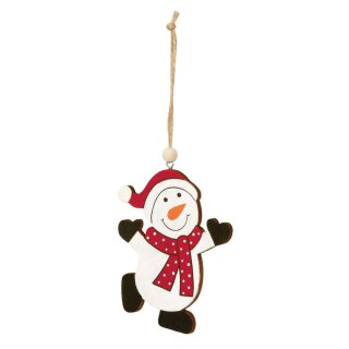 2 Christmas tags snowman, 8.5 x 10 cm, wooden gift tag with jute cord