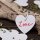 White hearts, 12 gift tag with satin ribbon