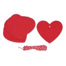 Red hearts, 12 gift tag with bakers twine