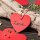 Red hearts, 12 gift tag with bakers twine