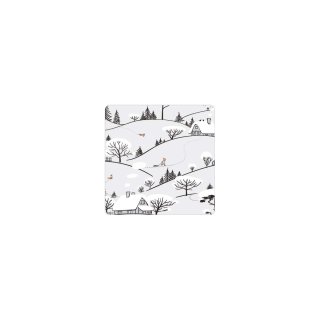 Sticker "Winterlandschaft", 35 x 35 mm, black and white, paper sticker - 500 pieces in dispenser
