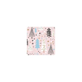 Sticker "Weihnachtsbäume", 35 x 35 mm, altrosa, Papier-Aufkleber - 500 Stück im Spender