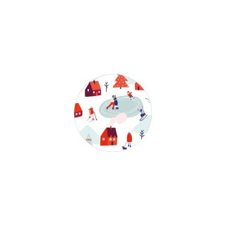 Sticker "Schneevergnügen", 35 mm rund, mehrfarbig, Aufkleber - 500 Stück im Spender