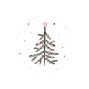 Sticker "Christmas tree", 65 mm round, white, paper sticker - 200 pieces