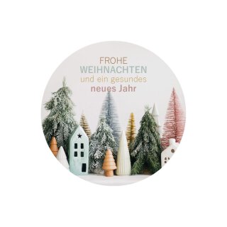 Sticker "Spielzeugstadt", 65 mm rund, mehrfarbig, Weihnachtsaufkleber - 25er Pack