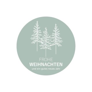 Sticker »Frohe Weihnachten«, 65 mm rund, Schilfgrün, Papier-Aufkleber - 25 Stück