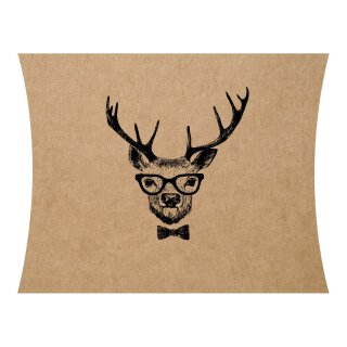 pillow box »Deer«, 150 x 155 x 40 mm, kraft cardboard, brown - 12 pieces/pack