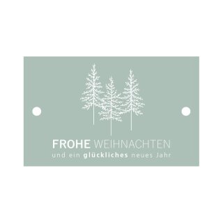 Geschenkkärtchen »Weihnachtsgrüße«, Schilfgrün, 80 x 50 mm, Geschenkanhänger mit Gummikordel - 12 Stück/Pack