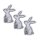 Easter bunnies, grey felt black embroidery, 3 pcs. decoration set