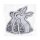 Easter bunnies, grey felt black embroidery, 3 pcs. decoration set