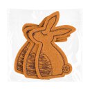 Easter bunnies, brown felt brown embroidery, 3 pcs. decoration set