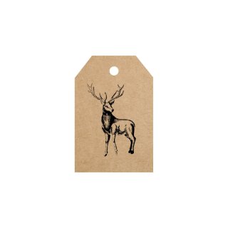 Hangtags "Deer", gift tag 35 x 52 mm, kraft paper look - 50/pack