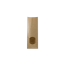 Block bottom bag 80 x 205 x 50 mm, brown, kraft paper ribbed, two-ply, w. window