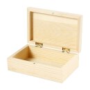 Wooden box 140 x 90 x 50 mm, flat lid with magnetic closure, unprocessed, untreated