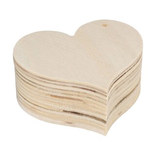 Holzdose, Herzform Breite 9 cm, Höhe 4 cm, Twist-Deckel, unbearbeitet, unbehandelt