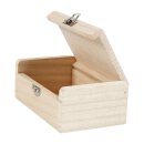 Wooden box 115 x 75 x 45 mm, hinged lid, untreated
