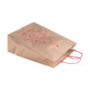Merry Christmas shopping bag 26 x 34 x 12 cm, brown kraft paper, red cord handles