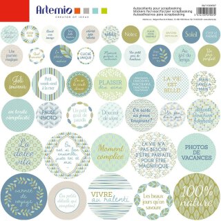 Sticker NATURE, round, 44 pieces, green, self-adhesive, Artemio