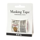 Papierklebeband, Washi tape 3 m x 25 mm und 5 m x 20 mm, Naturmotive, Ticket, 2 Rollen