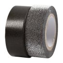 Paper tape black, Washi tape 7 + 10 m, 1 x glitter, 1 x matt