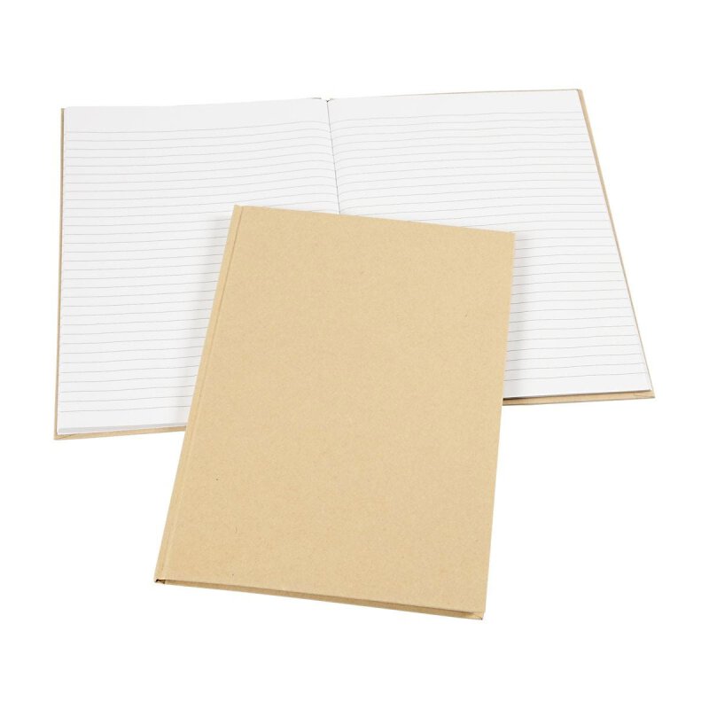 Notebook A4 hardcover natural paper, brown, 80 sheets, lined